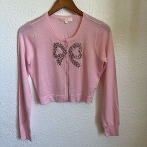 Love Shack Fancy Pink Top with Bow Bead Detail